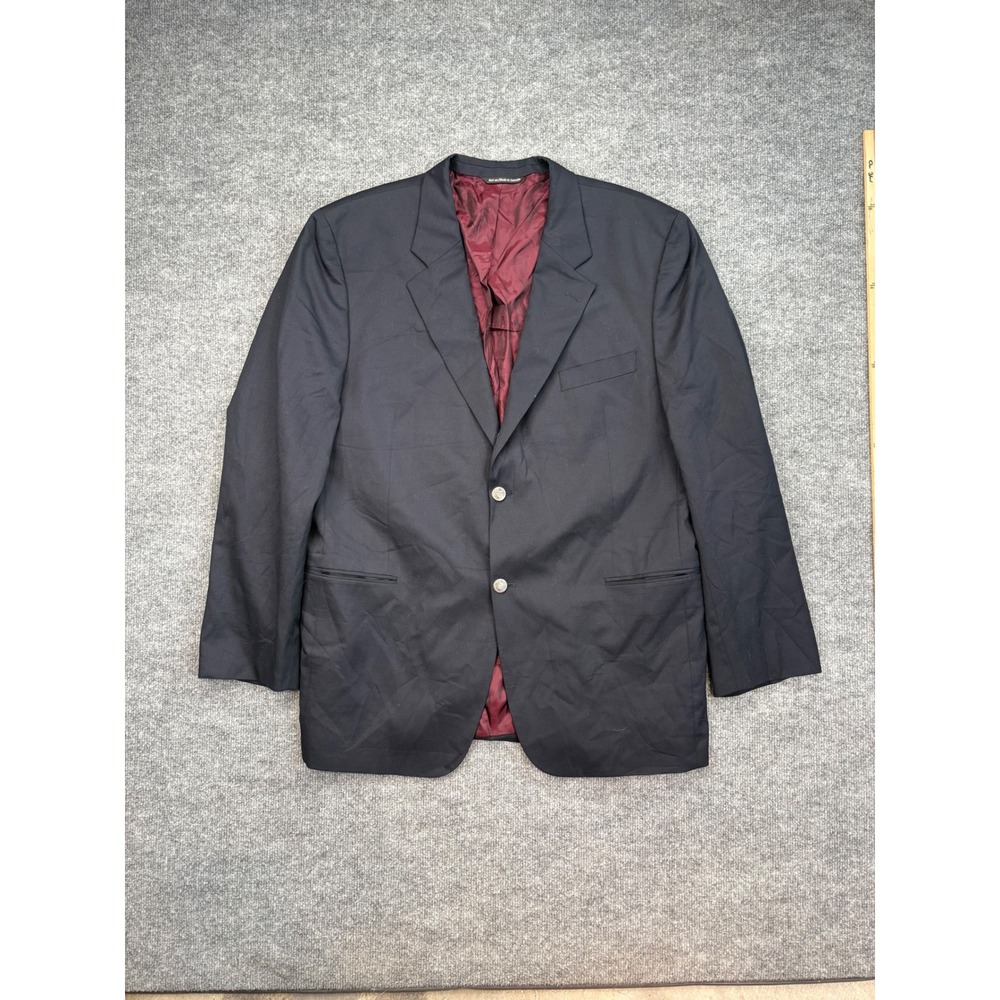 J. Victor Mens‎ 46L Navy Blue 100% Wool 2-Button Blazer Sport Coat Wynnwood-SPJ